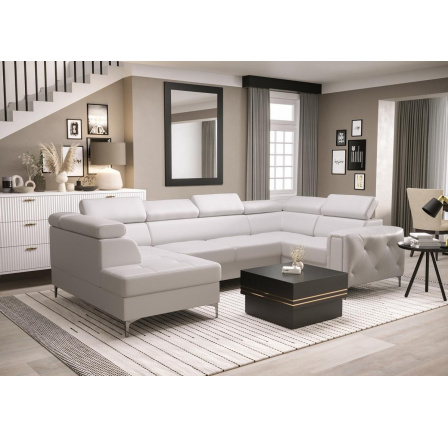 Rohová sedacia súprava ORION MAX II s funkciou spania 165x350x185 cm - biela eko koža, pravá