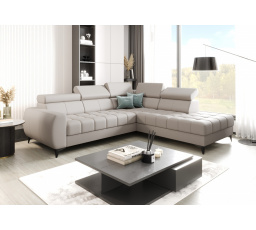 Rohová sedacia súprava PORTO prírodná koža 225x255 cm - sivá koža, pravá