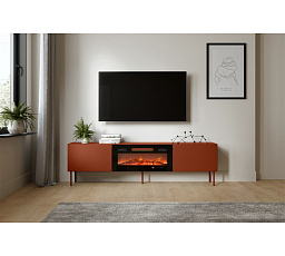 TV komoda RAFAEL 200 EF s elektrickým krbom, Brick Red