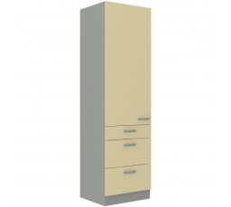 Kuchynská skrinka KARPO 60 DKS 210 3S 1F, Krémový lesk/sivá