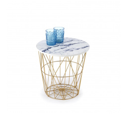 Konferenčný stolík HARISSA G, zlatá/biely mramor