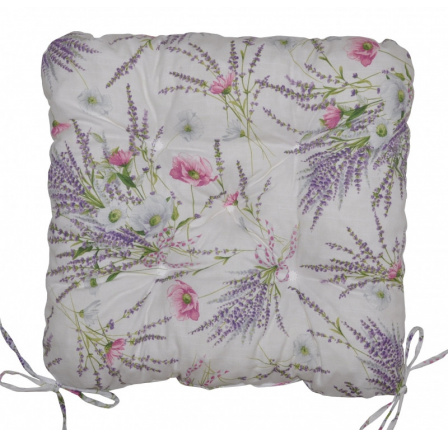 Vankúš na sedadlo UNI Maxi levanduľa + mak na bielom podklade