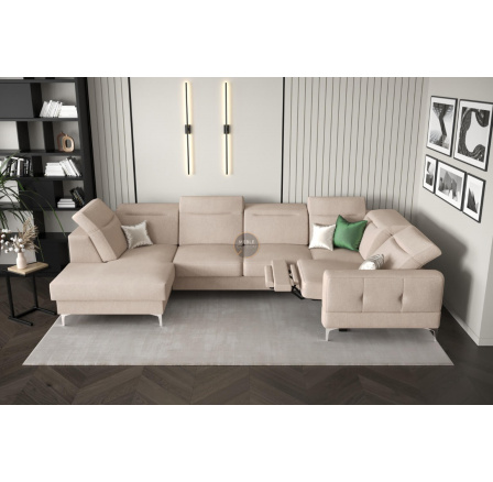 Rohová sedacia súprava MALIBU MAX II s funkciou spania a relaxácie 180x350x182 cm - béžová, Pravá strana Rohová sedacia súprava MALIBU MAX II s funkciou spania a relaxácie 180x350x182 cm - béžová, Pravá strana