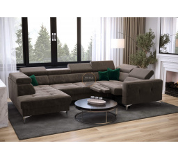 Rohová sedacia súprava TOSCANIA MAX I, relax s funkciou spania 170x350x185 cm - hnedá, pravá