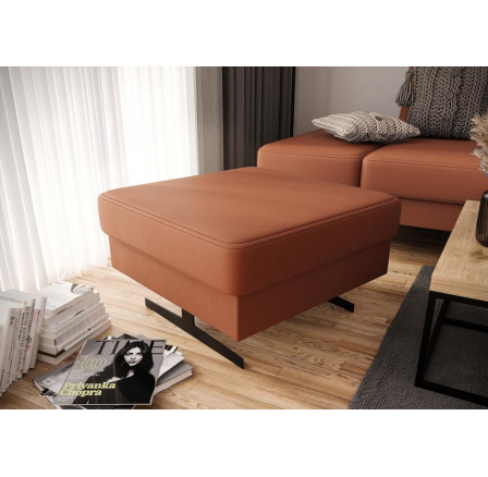 Taburet EMPORIO 70 x 70 cm prírodná koža - Oranžová koža
