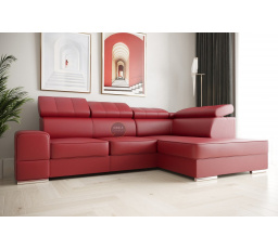 Rohová sedacia súprava ROYAL I 260×185 prírodná koža - červená koža, pravá