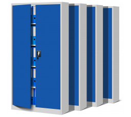 Sada 4x kancelárska kovová skriňa na dokumenty JAN H, 900 x 1950 x 400 mm, šedo-modrá