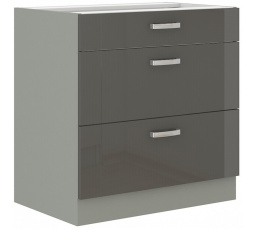 Kuchynská dolná skrinka GARID 80 D 3S BB, Sivý lesk/Sivá