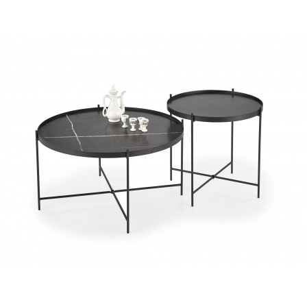 Konferenčné stolíky JULIETA, efekt čierneho mramoru / čierna