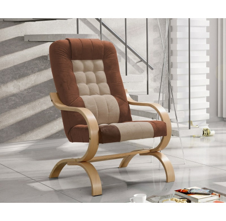 GABRIELA - kreslo (GRZEŠ) Alfa 80 hnedá/Alfa 03 béžová/drevo.buk (MR) - kolekcia "MR" (K250-Z)