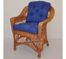 Prírodné kreslo Weigier - vankúš s modrými prvkami