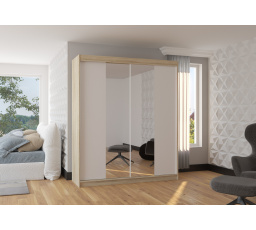 Posuvná skriňa so zrkadlom BALANCE 180 Sonoma+White