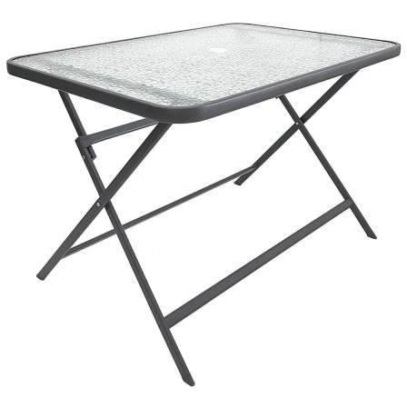 Stôl Formentera z tvrdeného skla sivý
