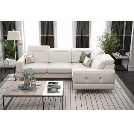 Rohová sedacia súprava MALIBU prírodná koža 250X180 cm - pravá, Koža slonová kosť Rohová sedacia súprava MALIBU prírodná koža 250X180 cm - pravá, Koža slonová kosť