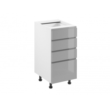 Kuchynská dolná skrinka ASPEN D40S4, biely lesk/sivá