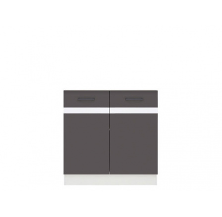 Kuchyňa Junona Line, drezová skrinka DK2D/80/82, biela/sivá wolframová