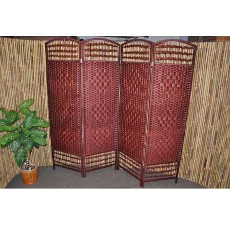 Paraván šnúrkový štvordielny farba mahagón