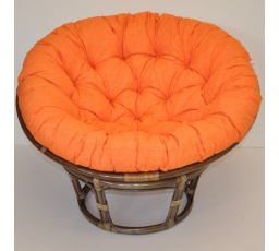 Ratanový papasan 115 cm hnedý - podložka oranžová
