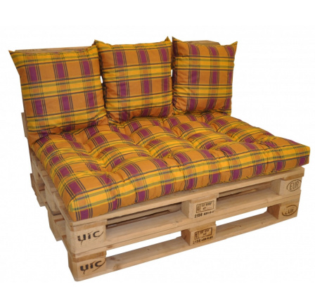 Polstre na paletový nábytok sada EASY - motív okrová kocka