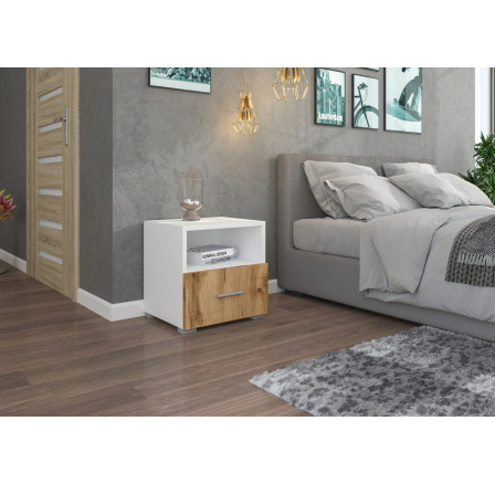Nočný stolík so zásuvkou EMI White+Oak Wotan Nočný stolík so zásuvkou EMI White+Oak Wotan