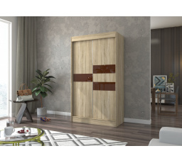 Posuvná skriňa s lacobelom BATIA 120 Sonoma+Choco Lacobel