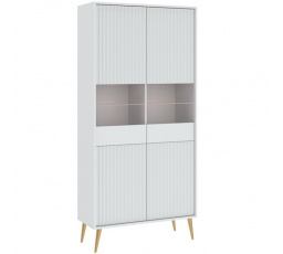 Vitrína BARCELONA 4D, Biela/Zlatá