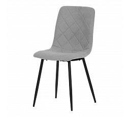 Jedálenská stolička, strieborná látka, čierne kovové nohy