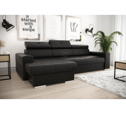 Rohová sedacia súprava MARGO 160x250 prírodná koža - čierna koža, ľavá - K-70