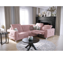 Rohová sedacia súprava MALIBU, relax s funkciou spania 185x250 cm - pravá, ružová