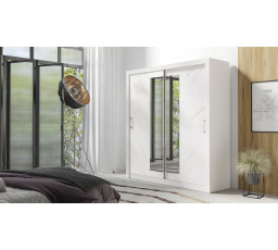 Šatníková skriňa IN BOX 200 so zrkadlom, biely/biely mramor