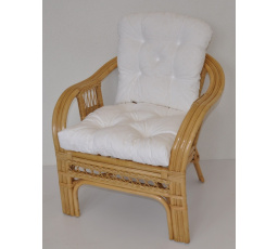 Ratanové kreslo Rio De Janeiro medové - poťah biely