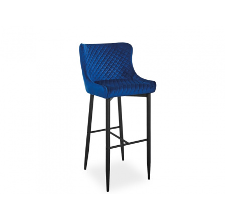 Barová stolička COLIN B H-1 Velvet, čierna/modrá Bluvel 86