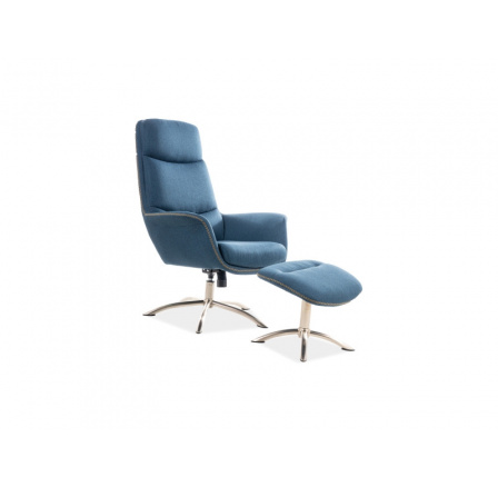 Kreslo s taburetom REGAN, modrá 177 Kreslo s taburetom REGAN, modrá 177