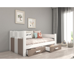 Jednolôžková posteľ BIBI s matracom 200x90 White+Truffle