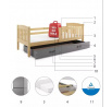 Detská posteľ KUBUS 80x160 cm so zásuvkou, s matracom, Prírodná/Grafit