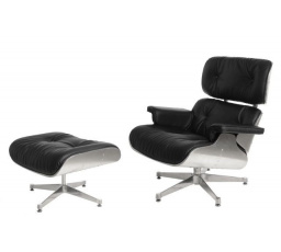 Kreslo Vip s podnožkou čierne/hliník