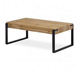 Konferenčný stolík 110x60x42 cm, dekor MDF dosky divoký dub, hrúbka 10 cm, kov