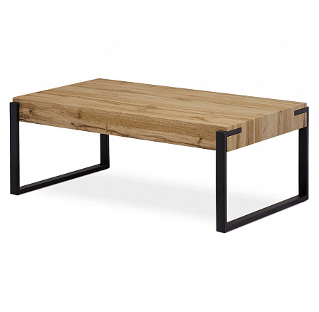 Konferenčný stolík 110x60x42 cm, dekor MDF dosky divoký dub, hrúbka 10 cm, kov Konferenčný stolík 110x60x42 cm, dekor MDF dosky divoký dub, hrúbka 10 cm, kov