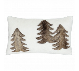 Polštář s výplní - bílý se stromky, 100% polyester, 50 x 30 cm