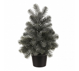 Stromek v květináči - 50 cm, umělý smrček, zelený, jemně ojíněný