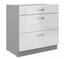 Dolní skřínka BIANCA - 80 D 3S BB, Šedá / Bílý lesk