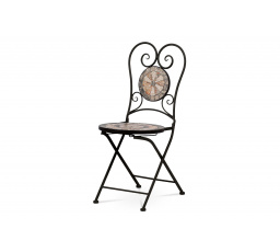 Záhradná stolička, keramická mozaika, kovová konštrukcia, čierny matný lak