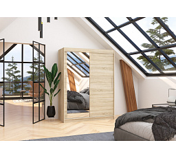 Posuvná skriňa so zrkadlom BIANCO 150 Sonoma+Sonoma