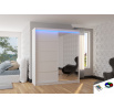 Posuvná skriňa so zrkadlom a LED osvetlením CARO 180 Biela+Biela