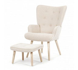 Relaxační křeslo, krémová, látka bouclé, AK-319 CRM2