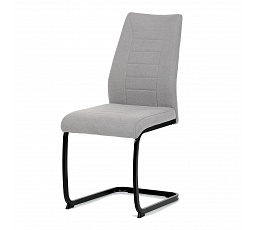 Jedálenská stolička, svetlosivá látka, čierne kovové nohy