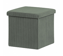 Taburet s úložným priestorom, zelená menčestrová látka