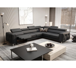 Rohová Kožená sedacia súprava s funkciou, relax ORION I 325x255 cm - sivá, pravá