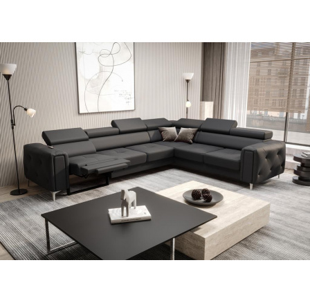 Rohová Kožená sedacia súprava s funkciou, relax ORION I 325x255 cm - sivá, pravá