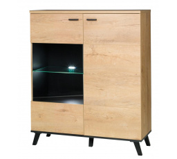 Vitrína JOCKER R4, Dub lefkas/Čierna